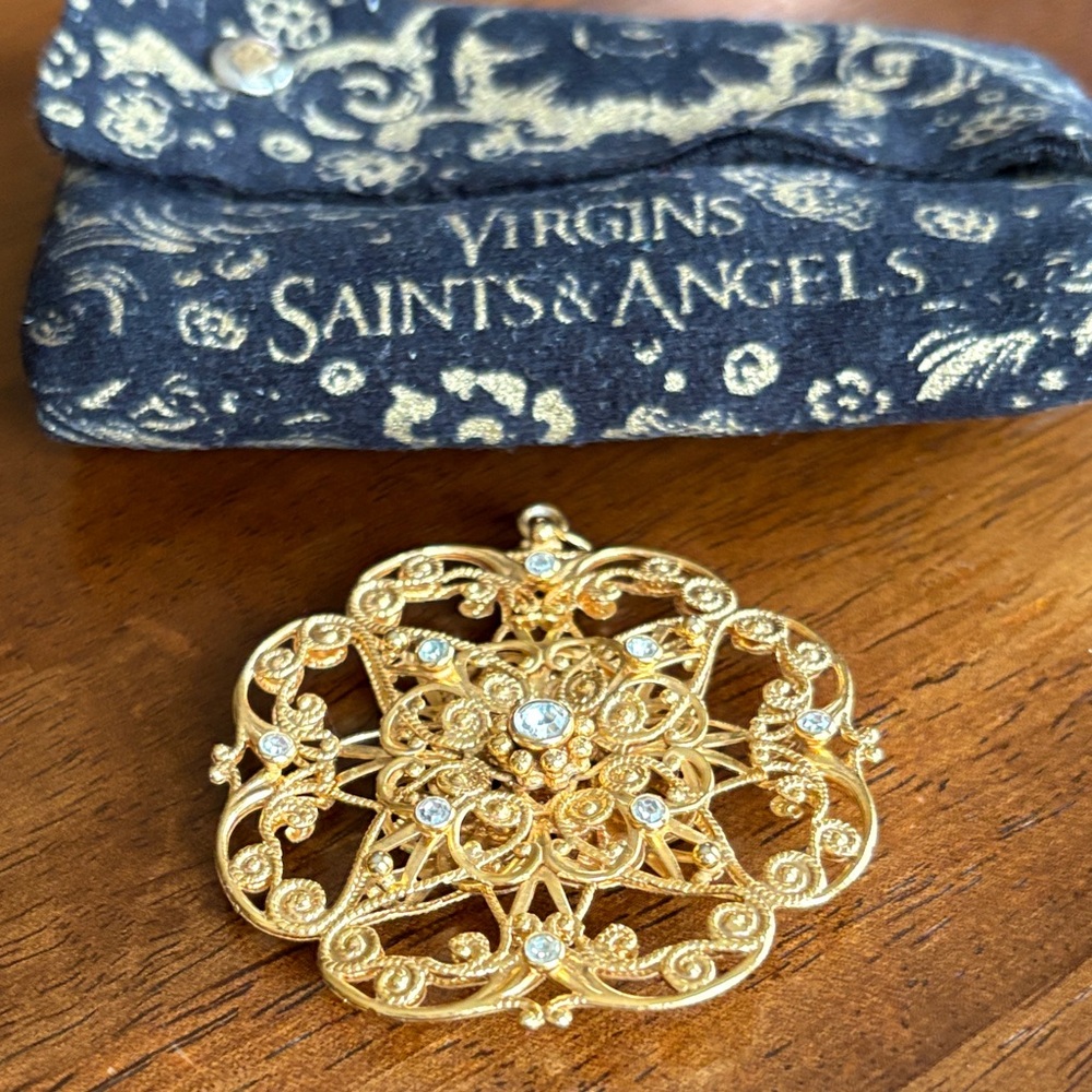 Virgins Saints & Angels Gold Filigree Pendant